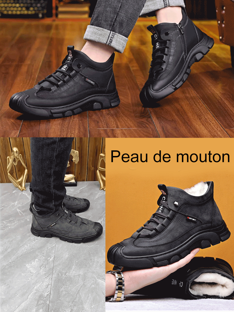 Chaussures en cuir chaud rembourrées pour hommes