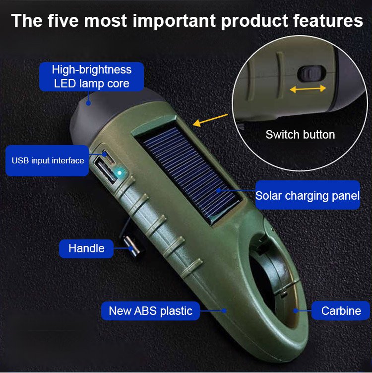 Solar multi-function flashlight