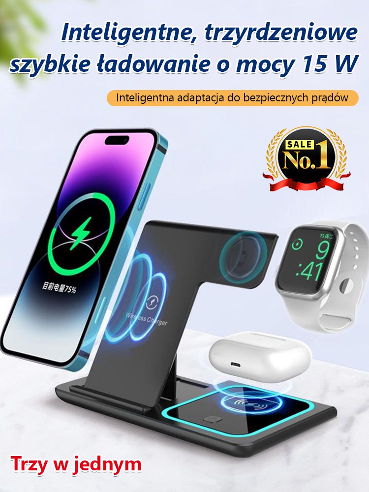 Przenośna składana magnetyczna ładowarka bezprzewodowa 3 w 1