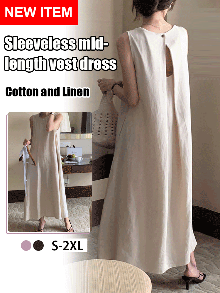 Sleeveless mid-length vest dress