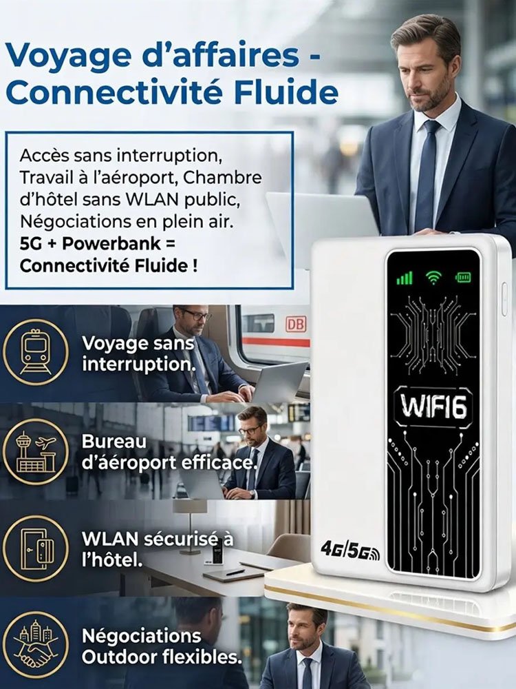[Fonction deux-en-un] Batterie externe portable avec Wi-Fi portable