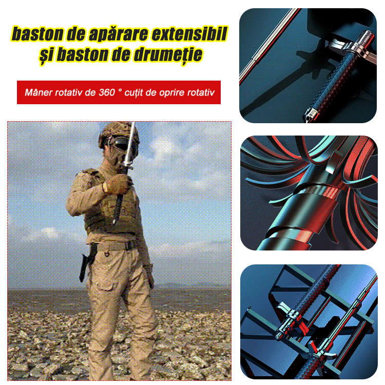  baston de apărare extensibil și baston de drumeție Precomandă pentru 30 de zile.