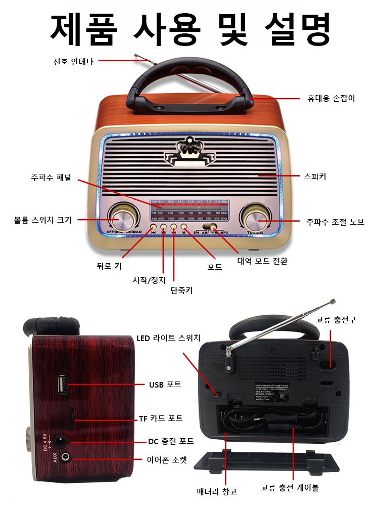 【예술 컬렉션 등급】빈티지 다기능 블루투스 스피커