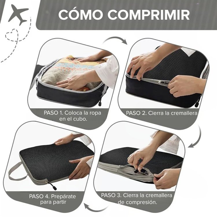 【Ahorra un 70% de espacio de almacenamiento】Conjunto de tres bolsas de almacenamiento comprimidas y 