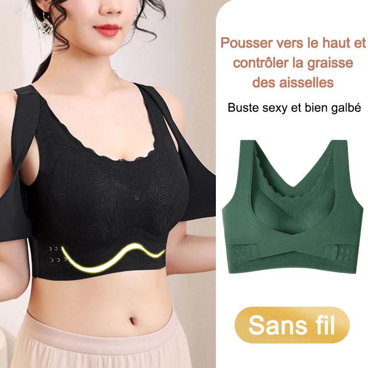 Soutien-gorge push-up sans couture en dentelle anti-affaissement pour femme