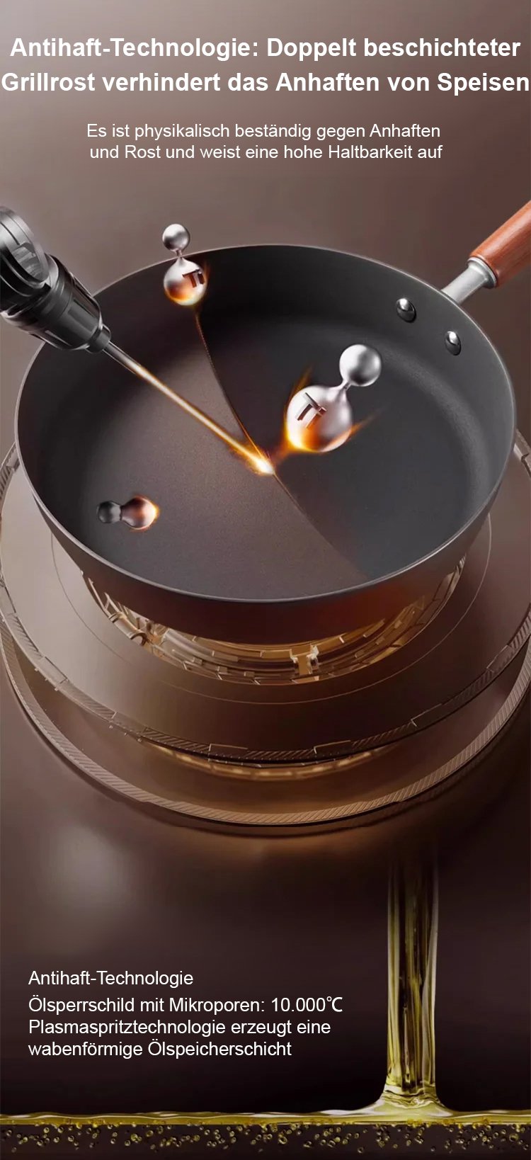 Langlebige Eisenpfanne mit ergonomischem Griff