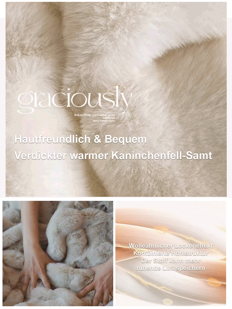 Luxuriöse doppelseitige Decke aus dickem Kaninchenpelz