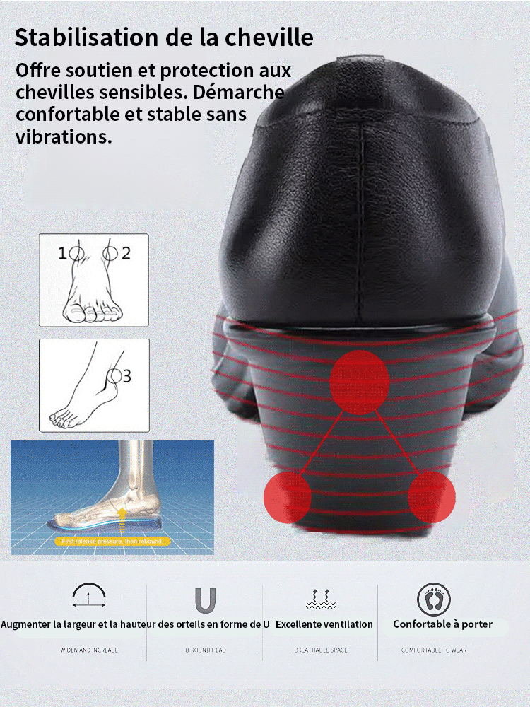 Chaussures orthopédiques en cuir à semelle souple pour femmes