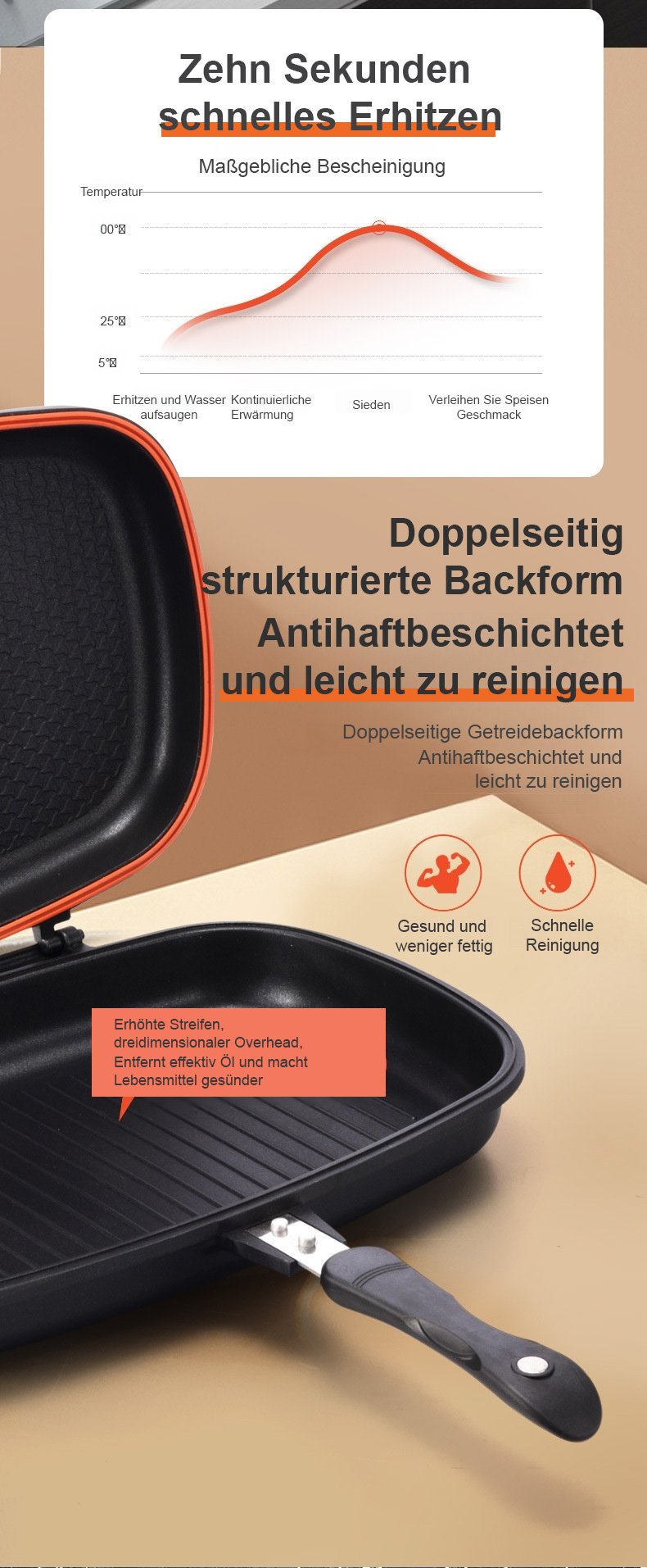 Bratpfanne aus Aluminiumdruckguss mit Griff