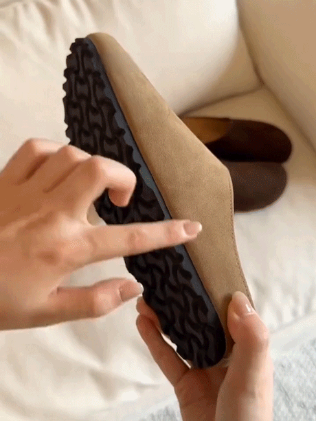 รองเท้าแตะปิดหัวพื้นนุ่มหนังแท้