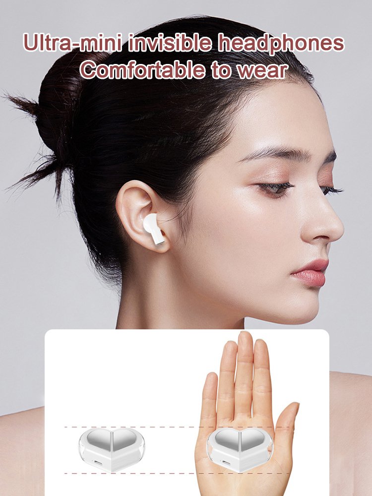 Heart-shaped binaural stereo sound range long mini headphones
