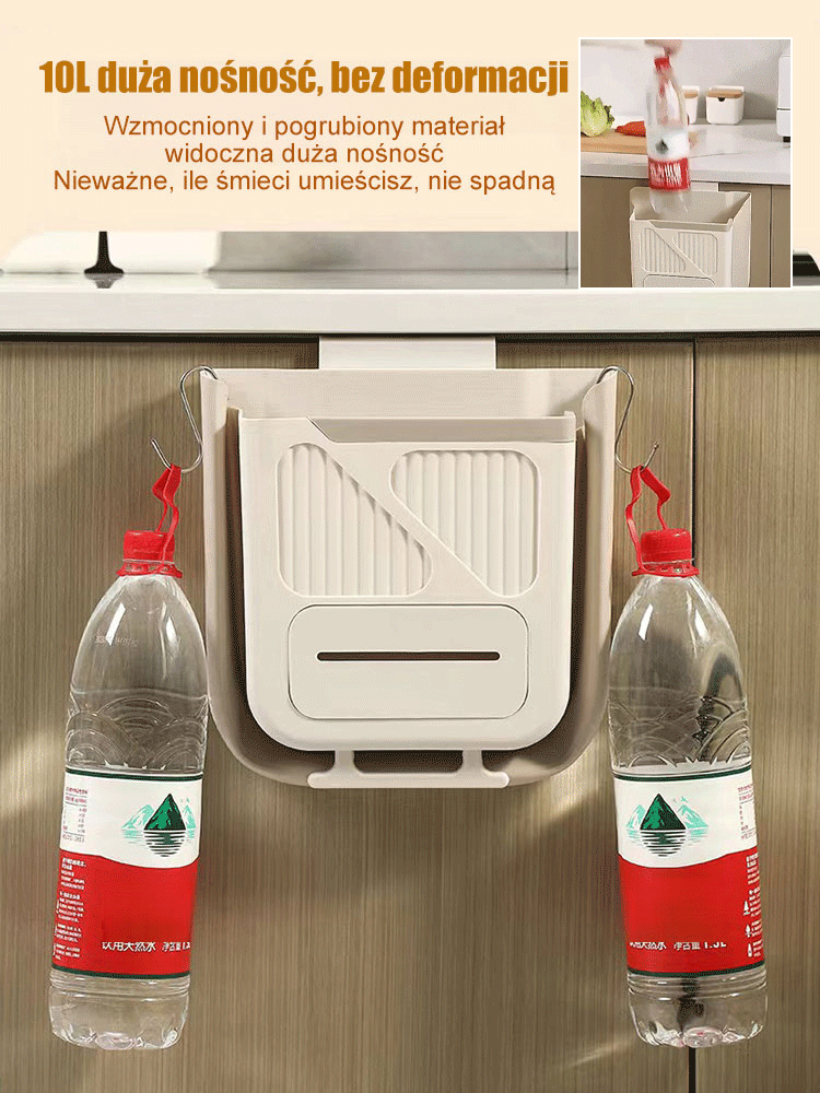 Wiszący składany kosz na śmieci