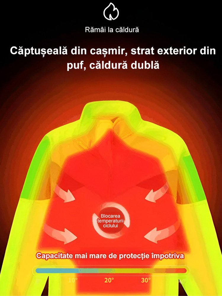 Haină de puf cu căptușeală din cașmir