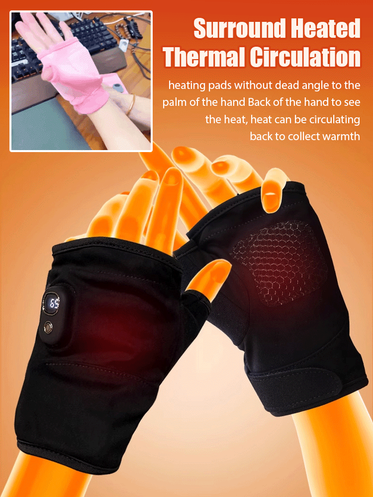 Wireless thermal heating anti-cold half-finger gloves for men and women
