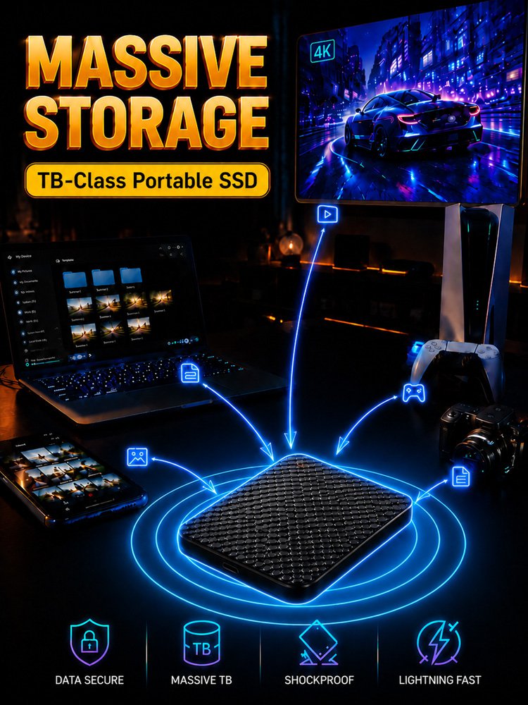 【German Tech at Factory Cost ＆10-Year Replacement Warranty】128TB Ultra-Fast Waterproof SSD