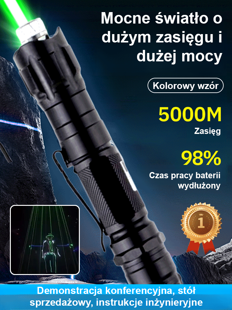 Wysokiej mocy dalekosiężny laserowy wskaźnik świetlny.