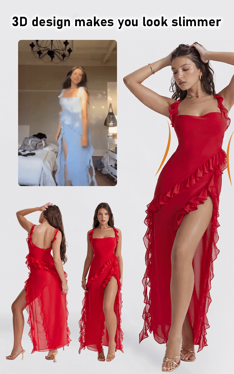 Fashion Sexy Wood Earring Splicing High Split Dresses