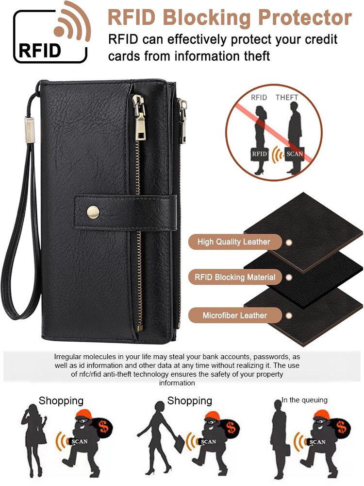 Multi-slot tri-fold long clutch