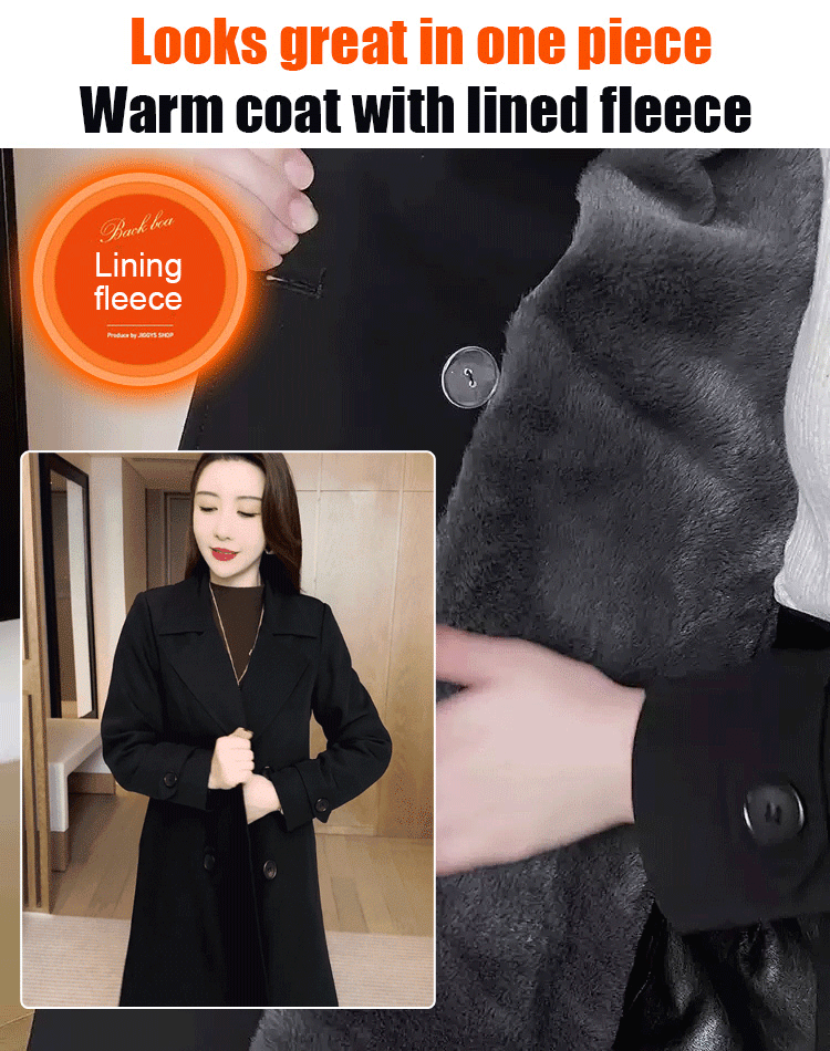 Mid-length fleece trench coat
