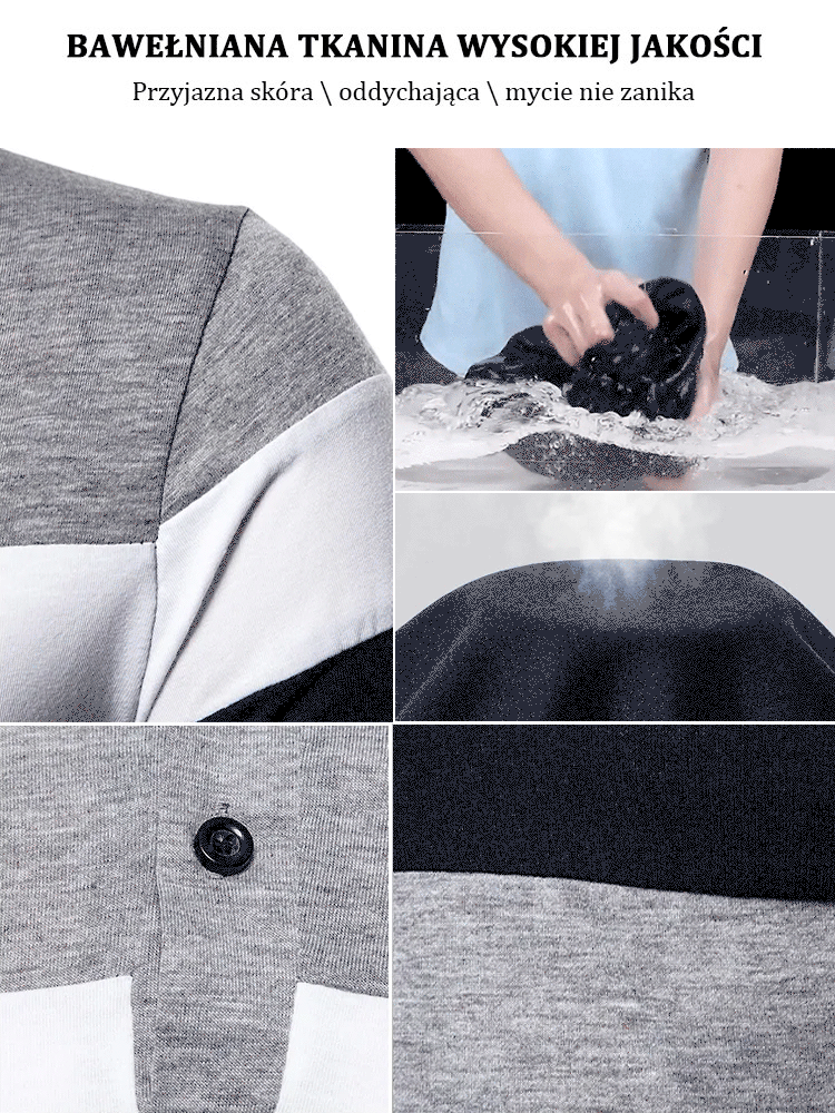 Polo à manches longues avec revers en patchwork 3 couleurs