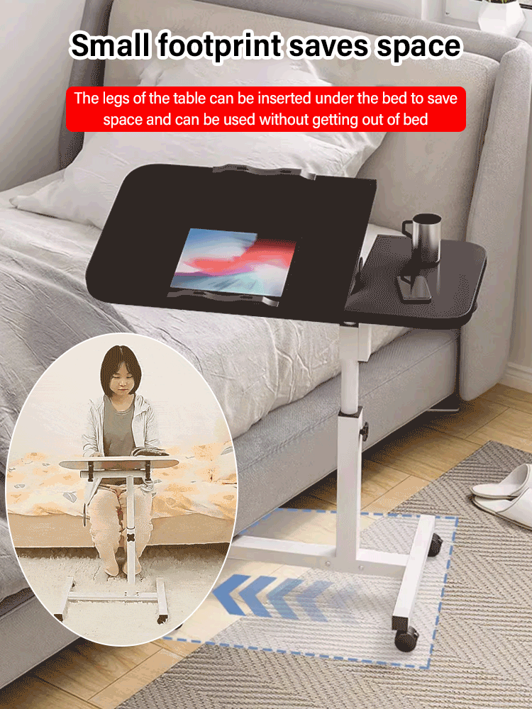 Adjustable mobile bedside table