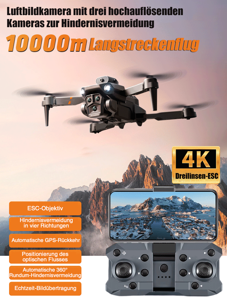 Luftbildkamera mit drei hochauflösenden Kameras zur Hindernisvermeidung