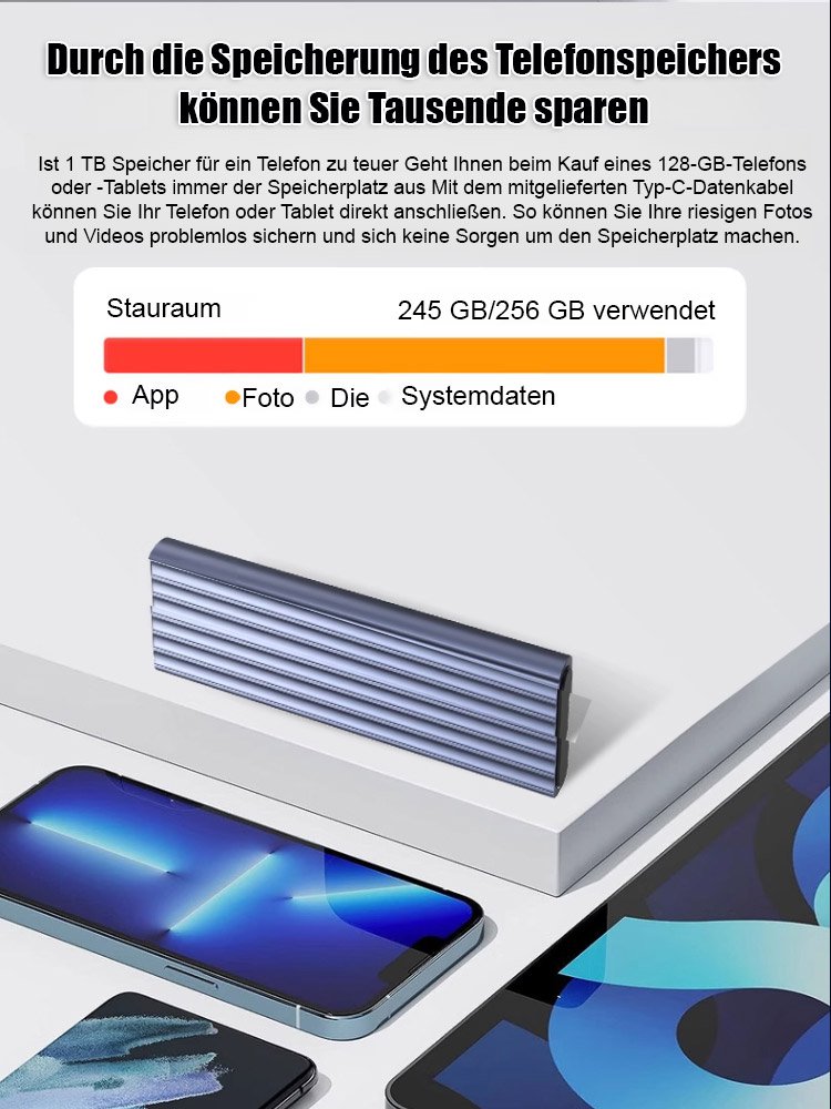 16TB großer Speicher Type-C tragbare Mini-SSD