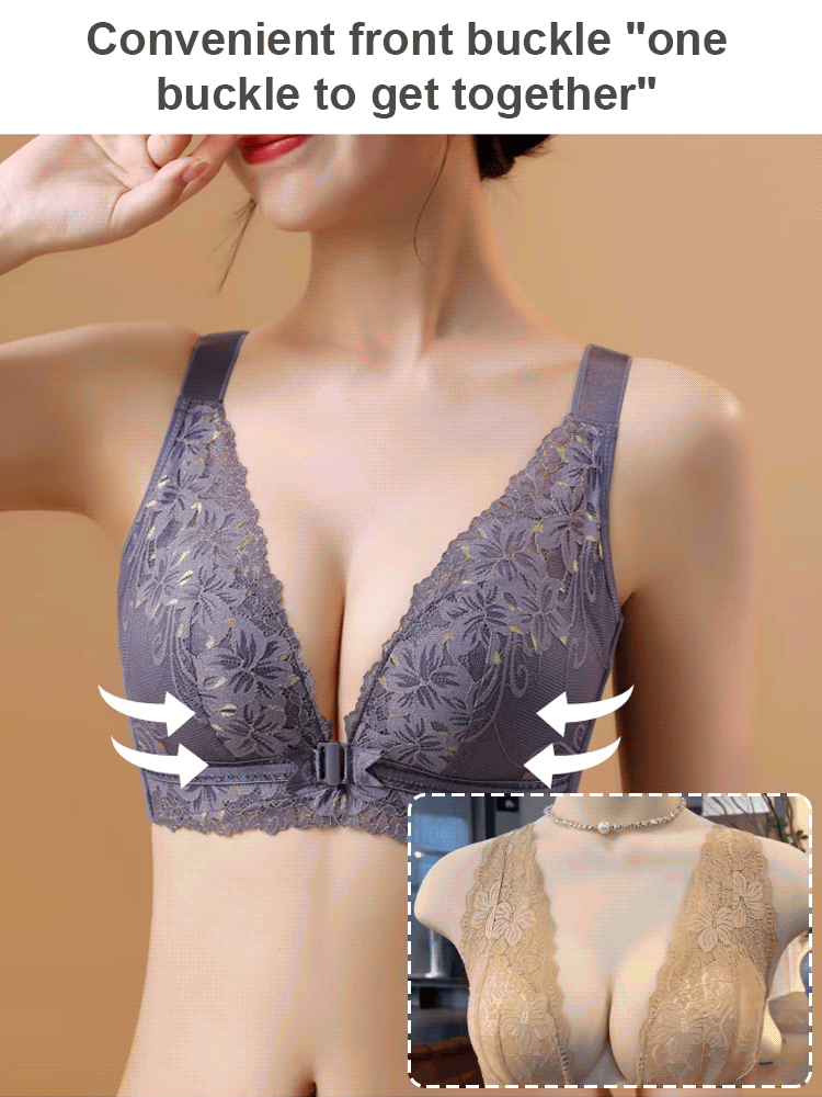 [One button push-up saves small breasts] Wireless lace push-up bra