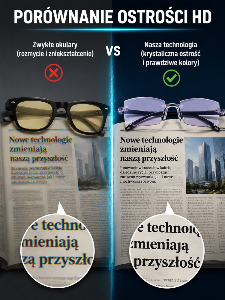 Wysokiej rozdzielczości inteligentne wygodne okulary do czytania - przywróć wzrok jak w wieku 20 lat