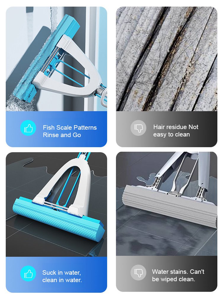 [Increased water-absorbent cotton head] Super water-absorbent fish scale mop