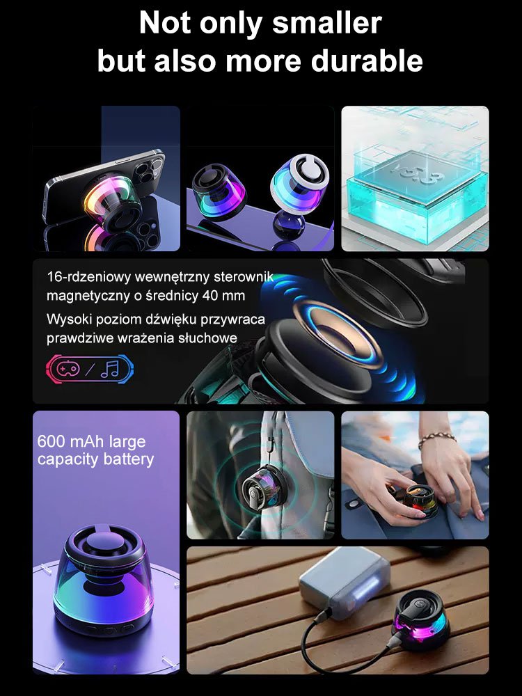 Magnetic Bluetooth Speaker with RGB Colorful Lighting
