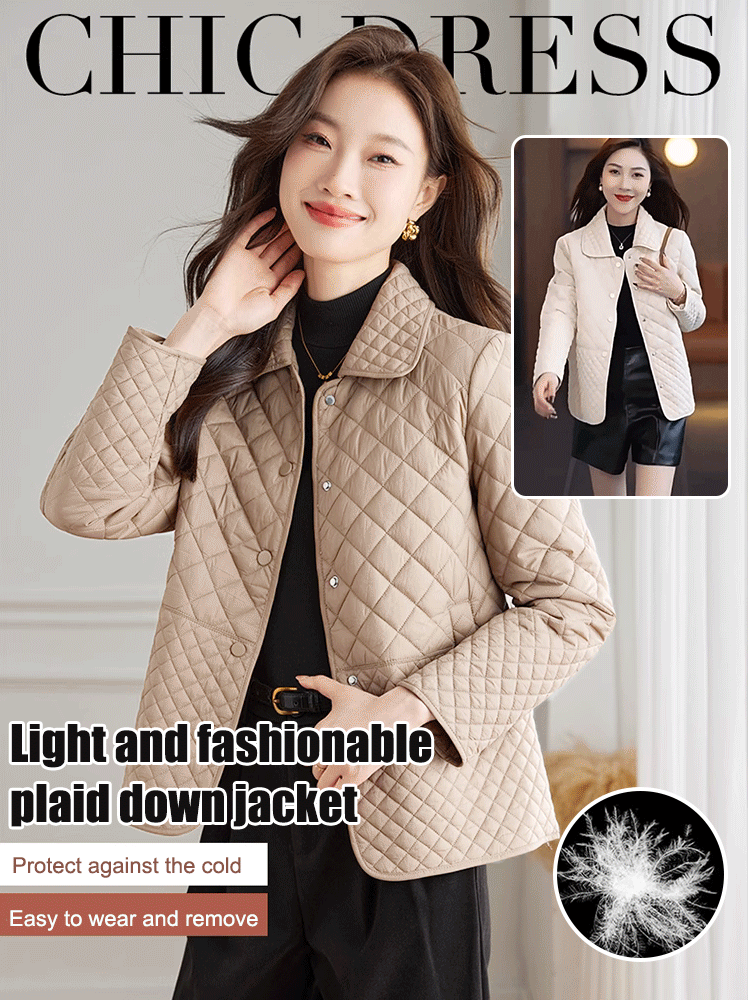 Diamond-patterned fashionable lightweight down jacket