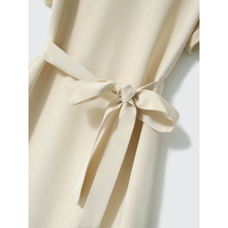 여름 헤비 모조 실크 스트레이트 타이 드레스