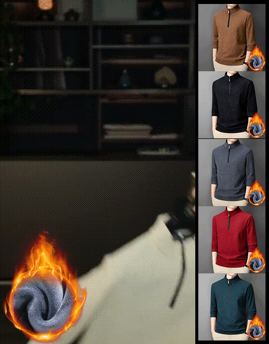 ミルクフリース半タートルネック厚手トレーナー