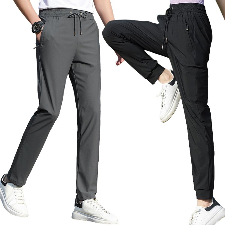 アウトドアスポーツメンズ速乾パンツ アイスシルク薄手素材 ストレッチ性＆通気性ロングパンツ  