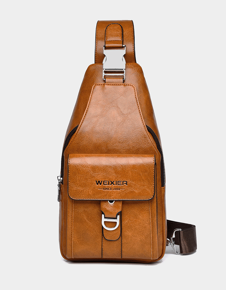 高級レザー防水ボディバッグ