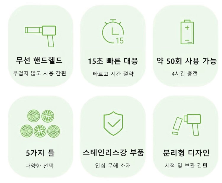 다섯 가지 다양한 국수 모양 출력