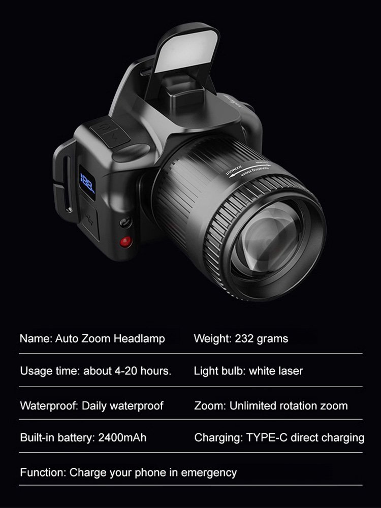 [Induction strong light] Outdoor telescopic headlight