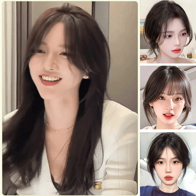 【無需發卡】自然魔鬼氈假髮片女