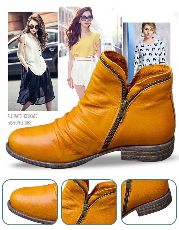 Chunky-heeled ankle boots with double-sided zipper