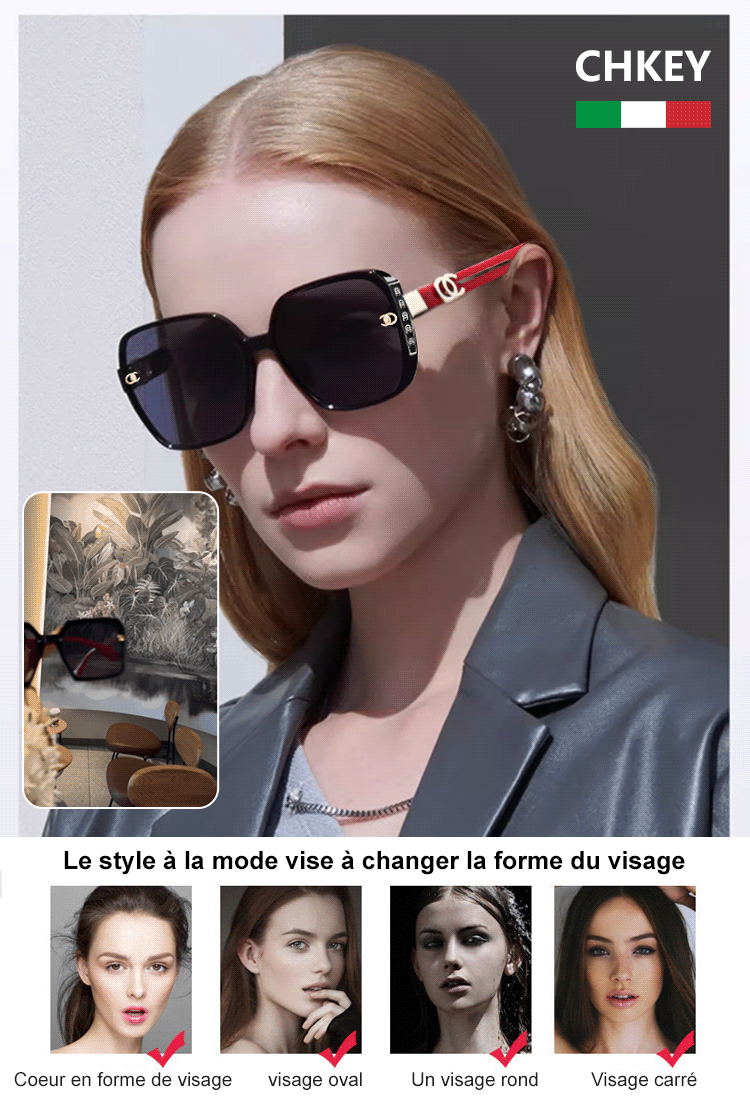 Lunettes de soleil légères de luxe à monture dorée dégradée