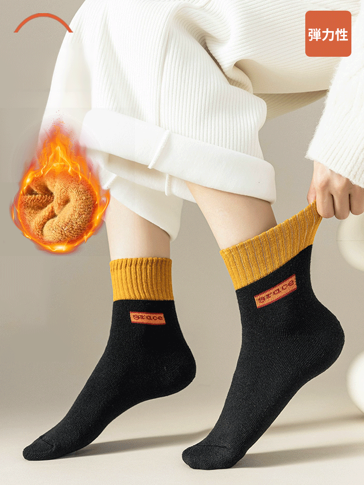 【10足で400円以下！】秋冬厚手男女兼用ミドルソックス