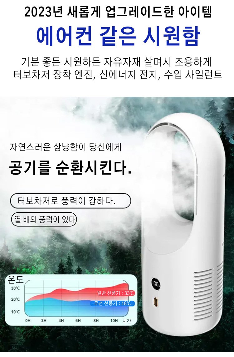 안전한 무날개 선풍기 근접 촬영