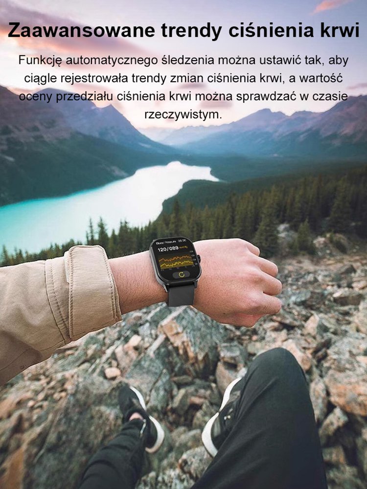 【Nieinwazyjny pomiar poziomu glukozy we krwi】Inteligentny zegarek monitorujący ciśnienie krwi, pozio