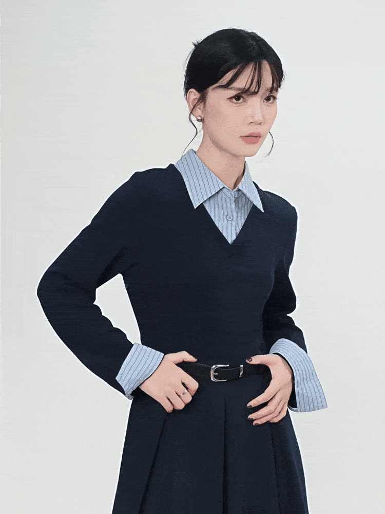 韓国風レイヤードスタイルスウェットワンピース