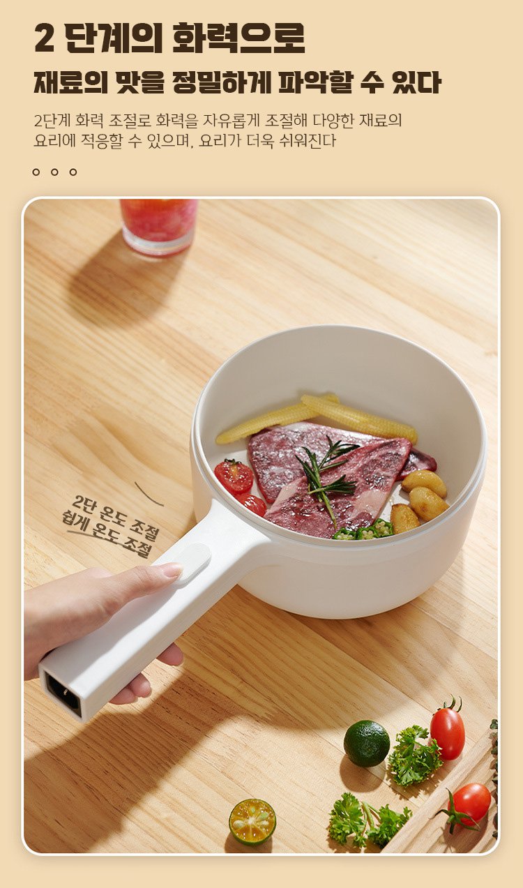 휴대가 간편한 긴 손잡이 전기 냄비