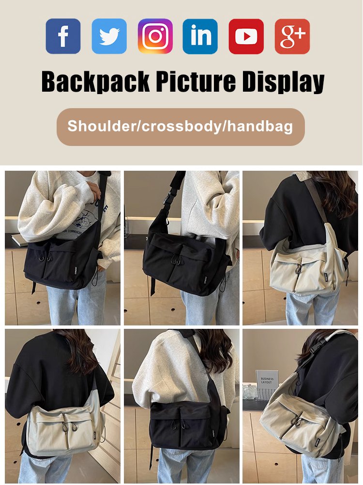 Korean style large capacity messenger canvas bag