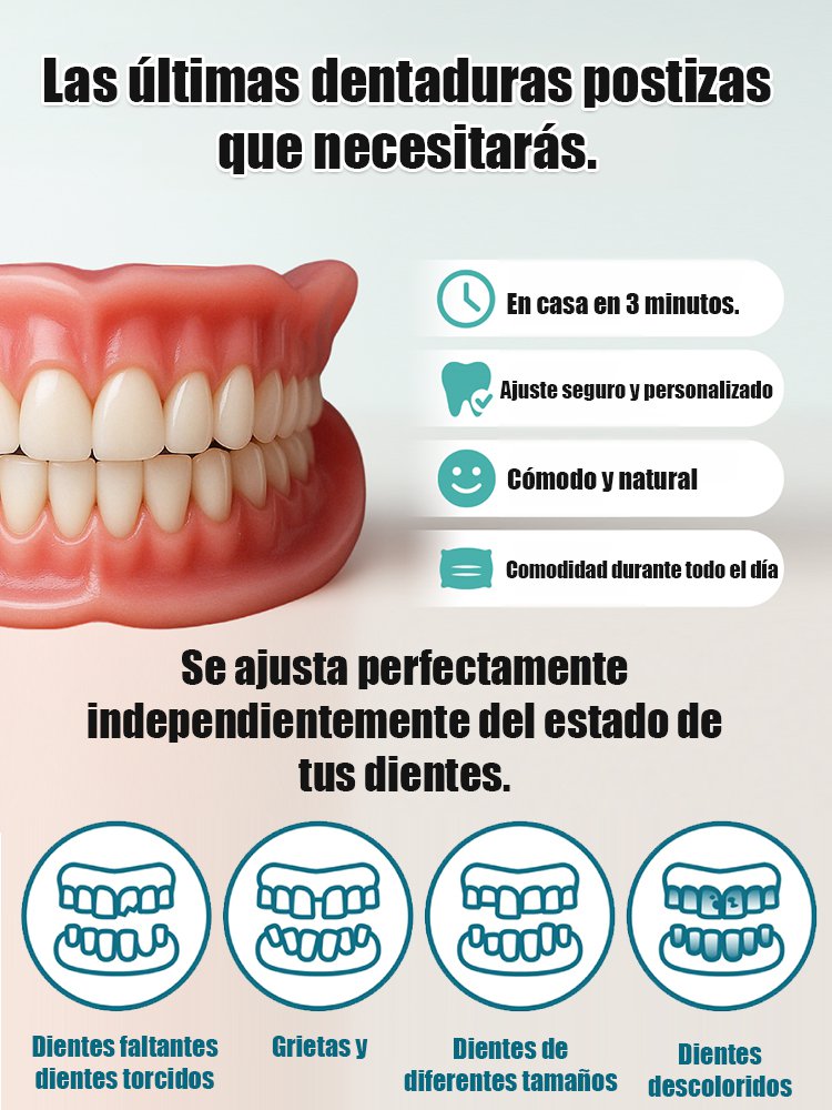 Dentadura funcional con tecnología estadounidense y ajuste seguro y adaptable