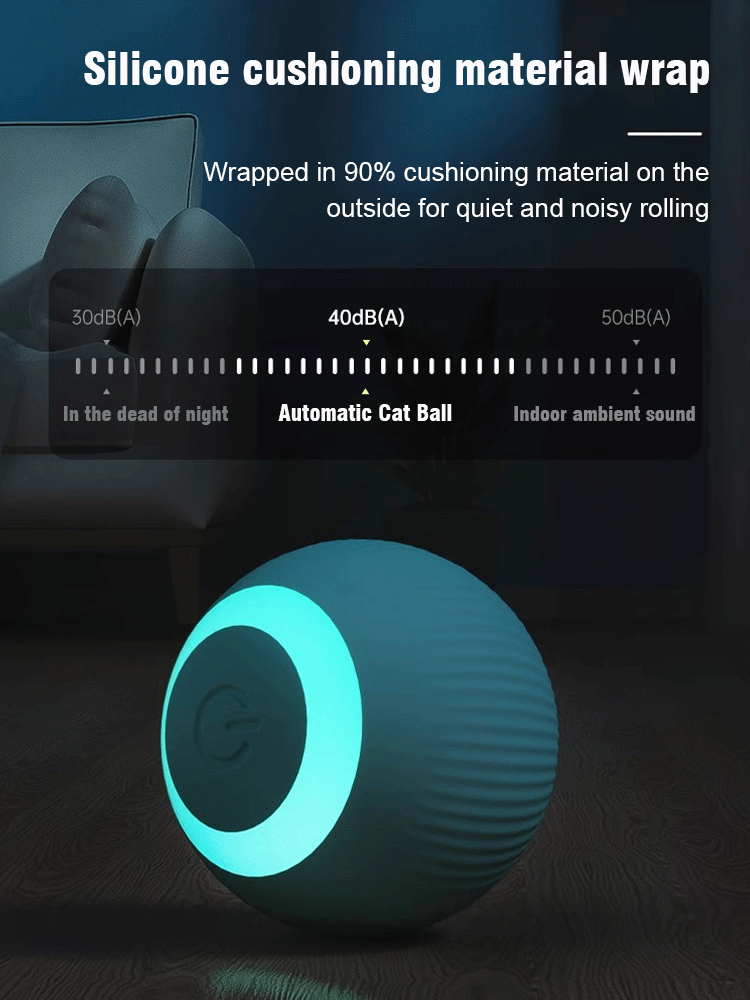 Intelligent teaser ball rolls and makes sounds and is bite-resistant