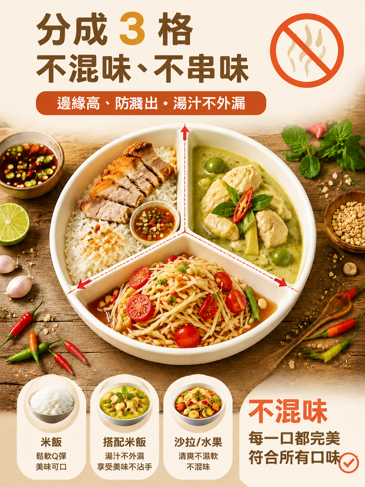 三格陶瓷分餐盤
